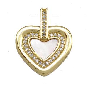 Copper Heart Pendant Pave Shell Zirconia 18K Gold Plated, approx 18mm [FN40879]