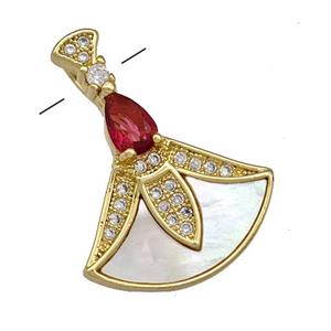 Copper Butterfly Pendant Pave Shell Zircon 18K Gold Plated, approx 18-24mm [FN40907]