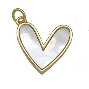 Copper Heart Pendant Pave Shell 18K Gold Plated, approx 17mm [FN40922]
