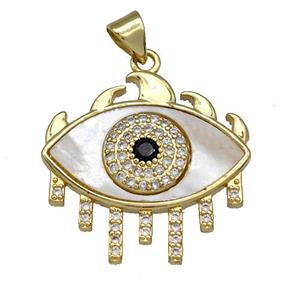 Copper Evil Eye Charms Pendant Pave Shell Zircon 18K Gold Plated, approx 24mm [FN40954]