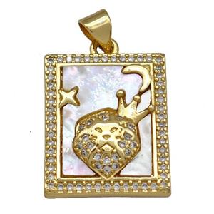 Copper Tarot Card Pendant Pave Zircon Crown 18K Gold Plated, approx 16-20mm [FN40962]