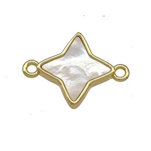 Copper Star Connector Pave Shell 18K Gold Plated, approx 13mm [FN40983]