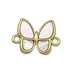 Copper Butterfly Connector Pave Shell 18K Gold Plated, approx 12mm [FN40987]