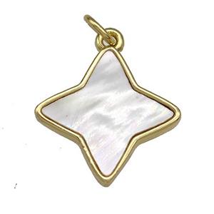 Copper Star Pendant Pave Shell 18K Gold Plated, approx 17mm [FN40989]