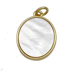 Copper Oval Pendant Pave Shell 18K Gold Plated, approx 14-17mm [FN40990]