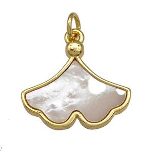 Copper Leaf Pendant Pave Shell 18K Gold Plated, approx 16-18mm [FN40993]