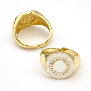 Copper Rings Pave Fire Opal Zirconia Circle 18K Gold Plated, approx 15mm, 18mm dia [FN41045]