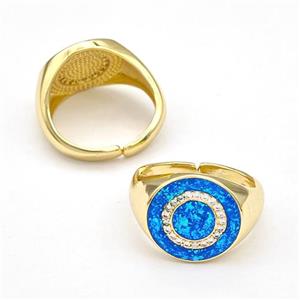 Copper Rings Pave Fire Opal Zirconia Circle 18K Gold Plated, approx 15mm, 18mm dia [FN41046]