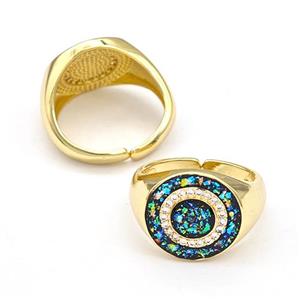 Copper Rings Pave Fire Opal Zirconia Circle 18K Gold Plated, approx 15mm, 18mm dia [FN41047]