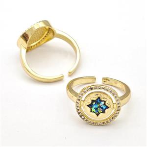 Copper Rings Pave Fire Opal Zirconia v18K Gold Plated, approx 14mm, 18mm dia [FN41050]
