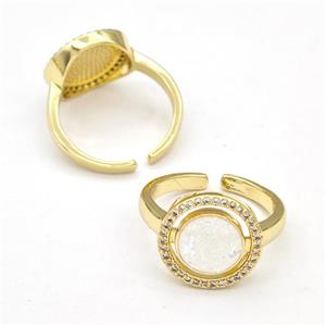 Copper Rings Pave Fire Opal Zirconia Circle 18K Gold Plated, approx 14mm, 18mm dia [FN41051]