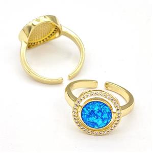 Copper Rings Pave Fire Opal Zirconia Circle 18K Gold Plated, approx 14mm, 18mm dia [FN41052]