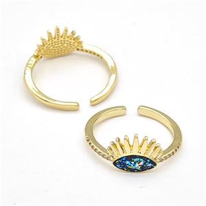 Copper Rings Pave Fire Opal Zirconia Eye 18K Gold Plated, approx 9-12mm, 18mm dia [FN41059]