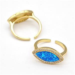 Copper Rings Pave Fire Opal Zirconia Eye 18K Gold Plated, approx 11-19mm, 18mm dia [FN41061]