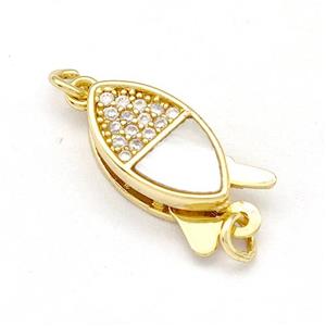 Copper Slide Clasp Pave Shell Zirconia 18K Gold Plated, approx 7-16mm [FN41066]