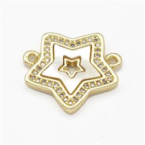 Copper Star Pendant Pave Shell Zirconia 2loops 18K Gold Plated, approx 19mm [FN41067]