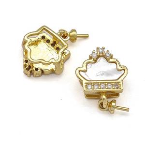 Copper Bail Pave Shell Zirconia 18K Gold Plated, approx 9-11mm [FN41078]