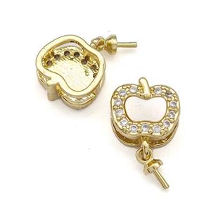 Copper Apple Bail Pave Shell Zirconia 18K Gold Plated, approx 9mm [FN41079]