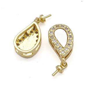 Copper Teardrop Bail Pave Shell Zirconia 18K Gold Plated, approx 8-11mm [FN41081]