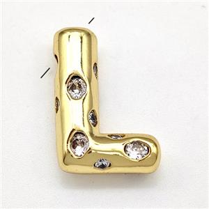 Copper Letter-L Pendant Micro Pave Zirconia Gold Plated, approx 14-20mm [FN41122]