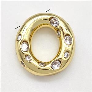 Copper Letter-O Pendant Micro Pave Zirconia Gold Plated, approx 14-20mm [FN41125]