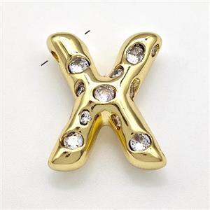 Copper Letter-X Pendant Micro Pave Zirconia Gold Plated, approx 14-20mm [FN41134]