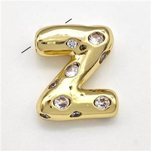 Copper Letter-Z Pendant Micro Pave Zirconia Gold Plated, approx 14-20mm [FN41136]