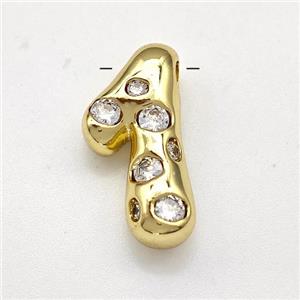 Copper Number-1 Pendant Micro Pave Zirconia Gold Plated, approx 10-20mm [FN41139]