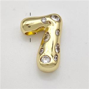 Copper Number-7 Pendant Micro Pave Zirconia Gold Plated, approx 10-20mm [FN41145]