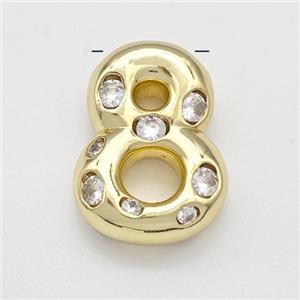 Copper Number-8 Pendant Micro Pave Zirconia Gold Plated, approx 10-20mm [FN41146]