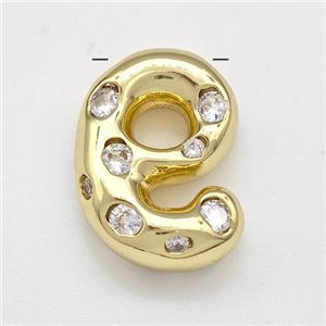 Copper Number-0 Pendant Micro Pave Zirconia Gold Plated, approx 10-20mm [FN41147]