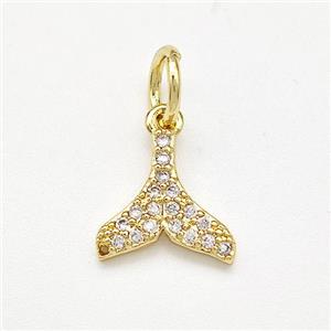 Copper Shark-tail Pendant Pave Zirconia Gold Plated, approx 10mm [FN41149]