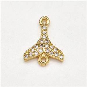 Copper Shark-tail Connector Pave Zirconia Gold Plated, approx 10mm [FN41150]