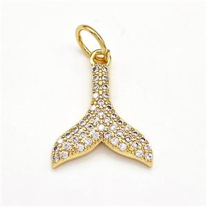 Copper Shark-tail Pendant Pave Zirconia Gold Plated, approx 15-16mm [FN41151]