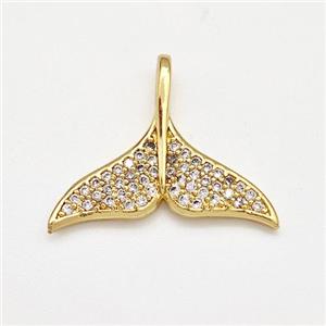 Copper Shark-tail Pendant Pave Zirconia Gold Plated, approx 15mm [FN41153]
