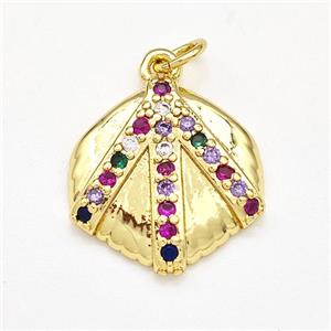 Copper Pendant Pave Zircon Shell Shaped Gold Plated, approx 16mm [FN41162]