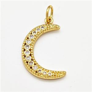 Copper Moon Charms Pendant Pave Zirconia Gold Plated, approx 15-20mm [FN41168]