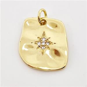Copper Slice Pendant Micro Pave Zirconia Northstar Gold Plated, approx 15-16mm [FN41170]