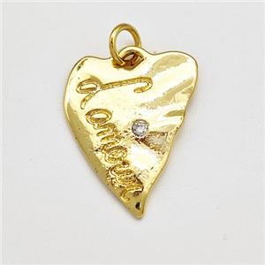 Copper Heart Pendnat Pave Zircon Gold Plated, approx 16-20mm [FN41173]