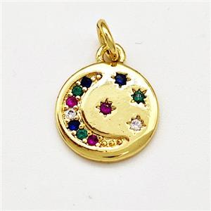 Copper Moon Pendant Micro Zirconia Star Gold Plated, approx 12mm [FN41179]