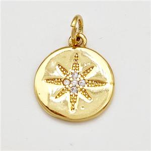 Copper Northstar Pendant Pave Zirconia Gold Plated, approx 13mm [FN41180]