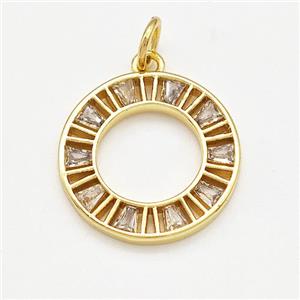 Copper Circle Pendant Pave Zirconia Gold Plated, approx 16mm [FN41191]