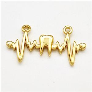 Copper Heartbeat Charms Pendant 2loops Gold Plated, approx 10-26mm [FN41201]