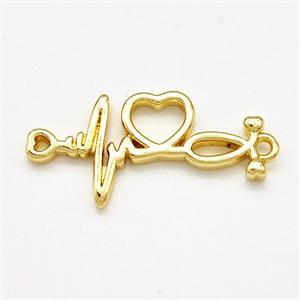 Copper Heartbeat Charms Connector 2loops Gold Plated, approx 12-26mm [FN41202]