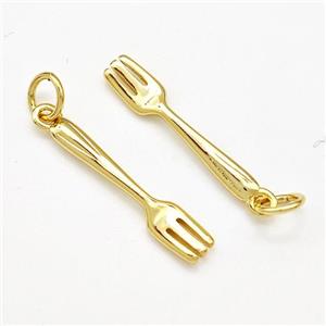 Fork Charms Copper Pendant Gold Plated, approx 5-25mm [FN41213]