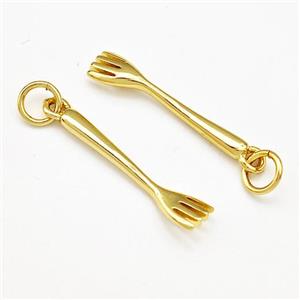 Fork Charms Copper Pendant Gold Plated, approx 5-25mm [FN41214]