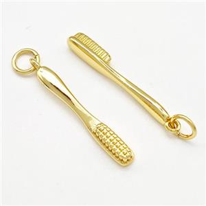 Toothbrush Charms Copper Pendant Gold Plated, approx 4-25mm [FN41217]