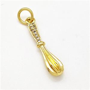 Spoon Charms Copper Pendant Pave Zircon Gold Plated, approx 5-22mm [FN41220]