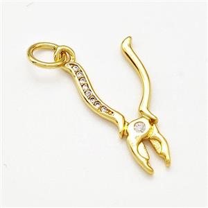 Pliers Charms Copper Pendant Pave Zircon Gold Plated, approx 11-22mm [FN41223]