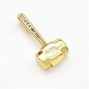 Hammer Charms Copper Pendant Pave Zircon Gold Plated, approx 10-20mm [FN41225]